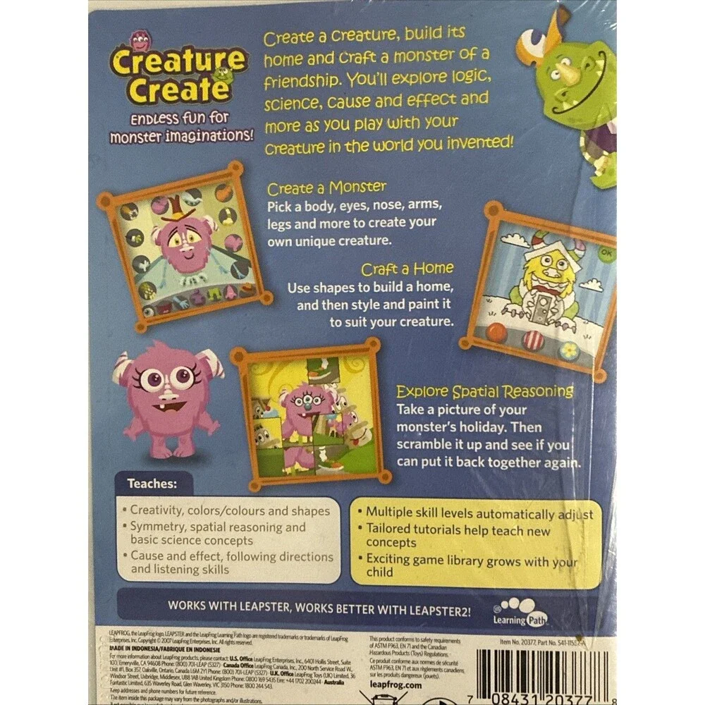Leap Frog Leapster CREATURE CREATE Learning Game Pre-K 2nd Ages 4-8 NEW SEALED